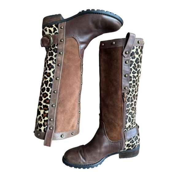Steve Madden Denmar Studded Leather leopard print Brown Boots size 7 - Picture 9 of 14